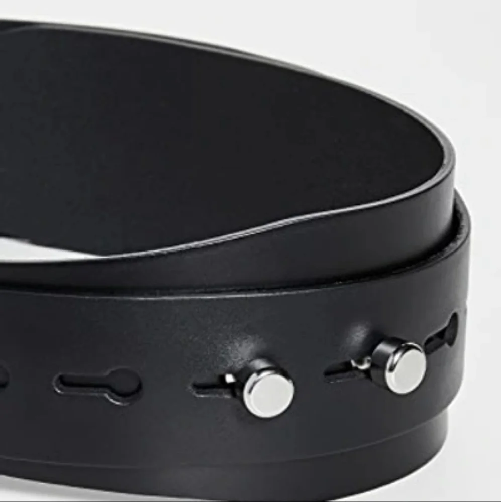 RAG & BONE WOMENS EISENHOWER JUMBO BOYFRIEND LEATHER WAIST BELT BLACK MEDIUM NWT